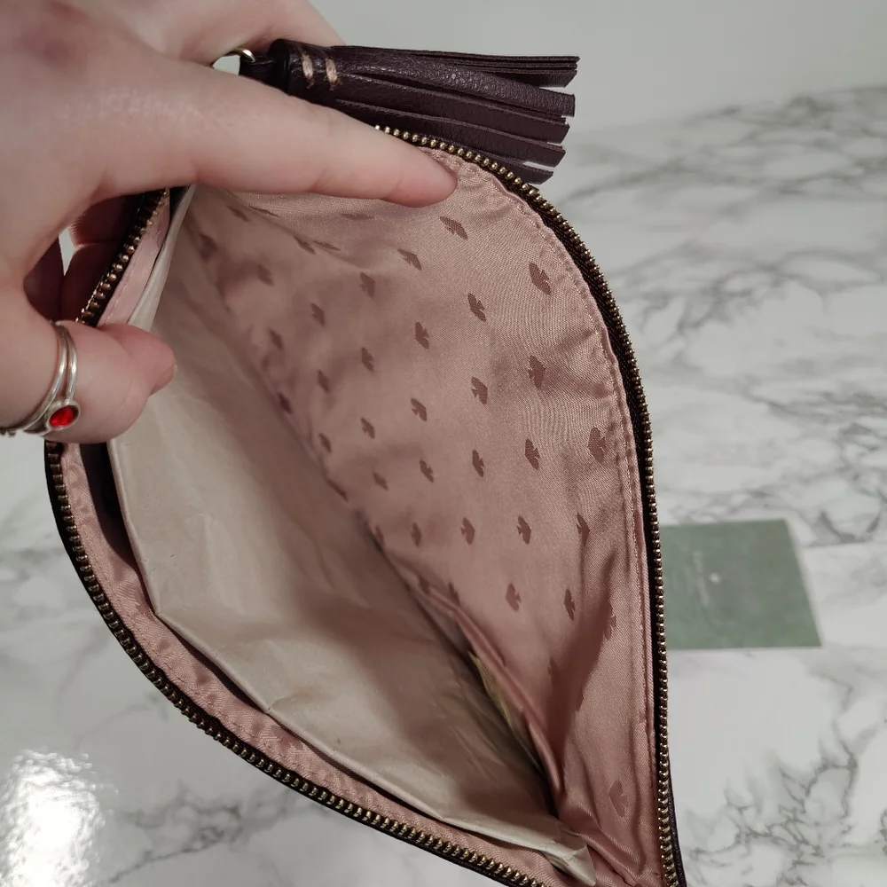 Kate Spade Ash Street Logo Large Zippered Pouch in Deep Plum